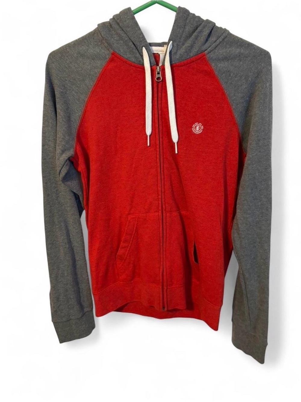 Element Red Body Gray Sleeve Zip-Up Hoodie